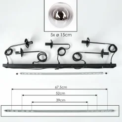 Suspension - Verre Gastor Chrome, Clair, Fumé, 5 lumières
