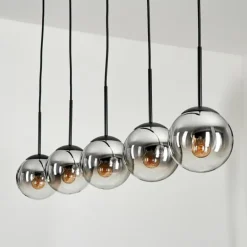 Suspension - Verre Gastor Chrome, Clair, Fumé, 5 lumières