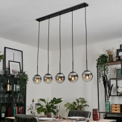 Suspension - Verre Gastor Chrome, Clair, Fumé, 5 lumières