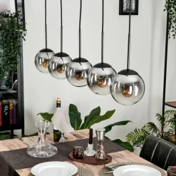 Suspension - Verre Gastor Chrome, Clair, Fumé, 5 lumières