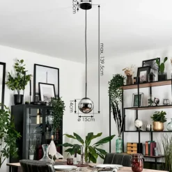 Suspension - Verre Gastor Chrome, Fumé, 1 lumière