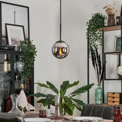 Suspension - Verre Gastor Chrome, Fumé, 1 lumière
