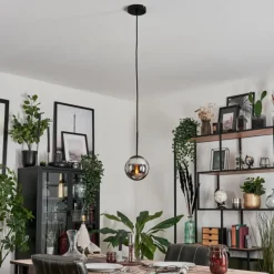 Suspension - Verre Gastor Chrome, Fumé, 1 lumière