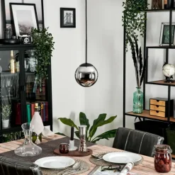 Suspension - Verre Gastor Chrome, Fumé, 1 lumière