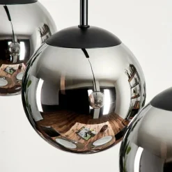 Suspension - Verre Gastor Chrome, Fumé, 5 lumières