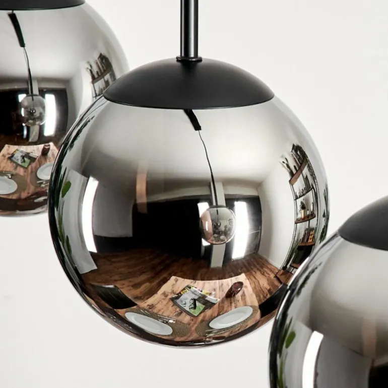 Suspension - Verre Gastor Chrome, Fumé, 5 lumières