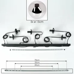 Suspension - Verre Gastor Chrome, Fumé, 5 lumières
