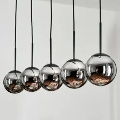 Suspension - Verre Gastor Chrome, Fumé, 5 lumières