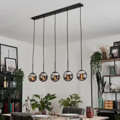 Suspension - Verre Gastor Chrome, Fumé, 5 lumières