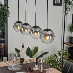 Suspension - Verre Gastor Chrome, Clair, Fumé, 4 lumières