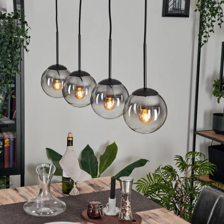 Suspension - Verre Gastor Chrome, Clair, Fumé, 4 lumières