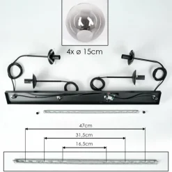 Suspension - Verre Gastor Chrome, Clair, Fumé, 4 lumières