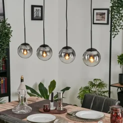 Suspension - Verre Gastor Chrome, Clair, Fumé, 4 lumières