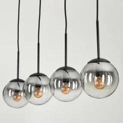 Suspension - Verre Gastor Chrome, Clair, Fumé, 4 lumières