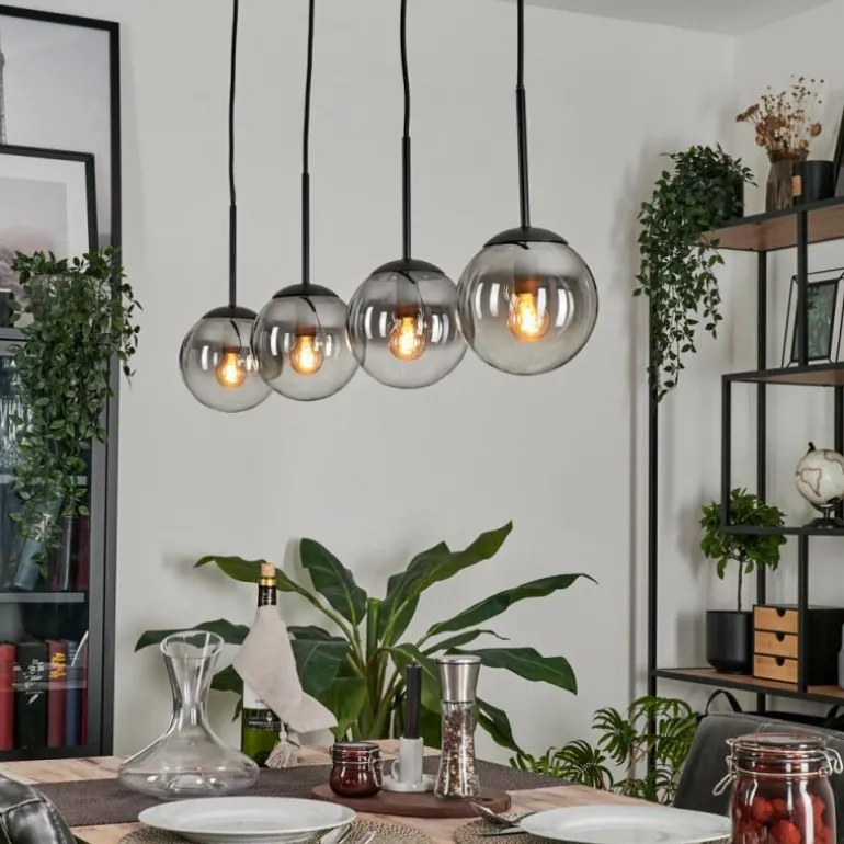Suspension - Verre Gastor Chrome, Clair, Fumé, 4 lumières