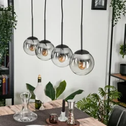 Suspension - Verre Gastor Chrome, Clair, Fumé, 4 lumières