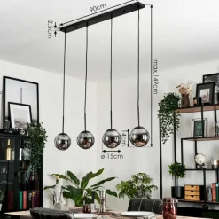 Suspension - Verre Gastor Fumé, 4 lumières