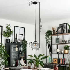 Suspension - Verre Gastor Clair, Fumé, 1 lumière