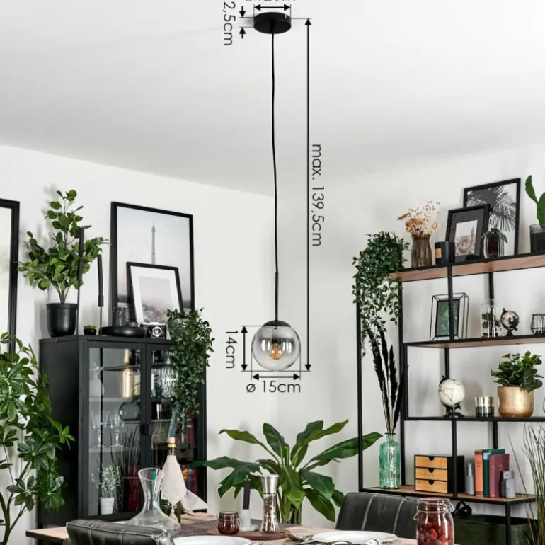 Suspension - Verre Gastor Clair, Fumé, 1 lumière