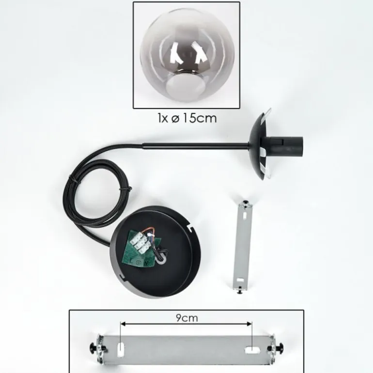 Suspension - Verre Gastor Clair, Fumé, 1 lumière