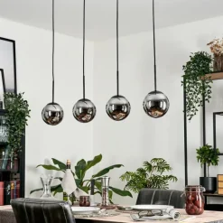 Suspension - Verre Gastor Chrome, Fumé, 4 lumières