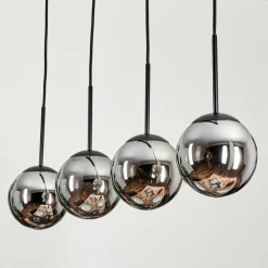 Suspension - Verre Gastor Chrome, Fumé, 4 lumières