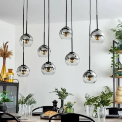 Suspension - Verre Koyoto Chrome, Clair, Fumé, 8 lumières