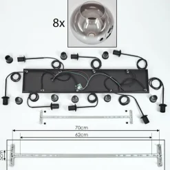 Suspension - Verre Koyoto Chrome, Clair, Fumé, 8 lumières