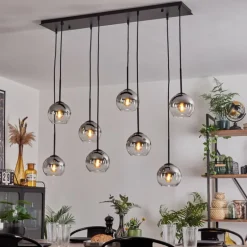 Suspension - Verre Koyoto Chrome, Clair, Fumé, 8 lumières