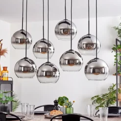 Suspension - Verre Koyoto Chrome, Clair, Fumé, 8 lumières