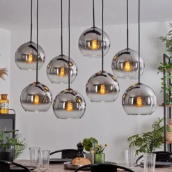 Suspension - Verre Koyoto Chrome, Clair, Fumé, 8 lumières