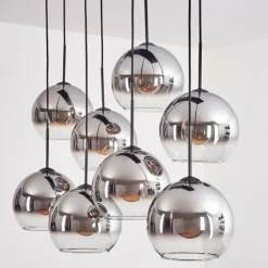 Suspension - Verre Koyoto Chrome, Clair, Fumé, 8 lumières
