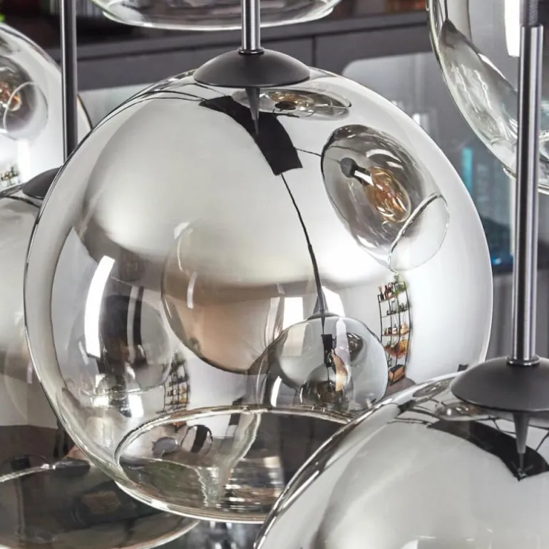 Suspension - Verre Koyoto Clair, Fumé, 8 lumières