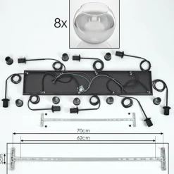 Suspension - Verre Koyoto Clair, Fumé, 8 lumières
