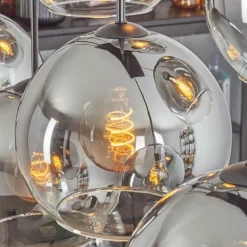 Suspension - Verre Koyoto Clair, Fumé, 8 lumières