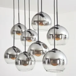 Suspension - Verre Koyoto Clair, Fumé, 8 lumières