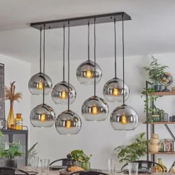 Suspension - Verre Koyoto Clair, Fumé, 8 lumières