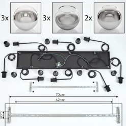 Suspension - Verre Koyoto Chrome, Clair, Fumé, 8 lumières