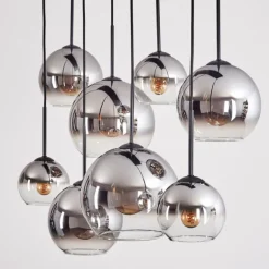 Suspension - Verre Koyoto Chrome, Clair, Fumé, 8 lumières
