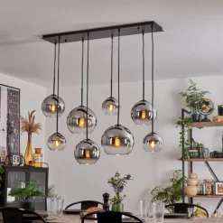 Suspension - Verre Koyoto Chrome, Clair, Fumé, 8 lumières