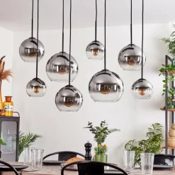 Suspension - Verre Koyoto Clair, Fumé, 8 lumières