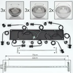 Suspension - Verre Koyoto Clair, Fumé, 8 lumières