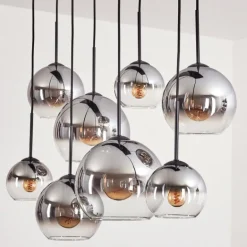 Suspension - Verre Koyoto Clair, Fumé, 8 lumières