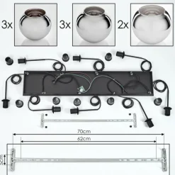 Suspension - Verre Koyoto Chrome, Fumé, 8 lumières