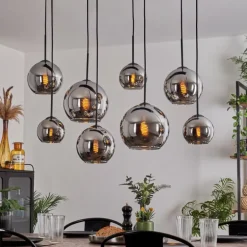 Suspension - Verre Koyoto Chrome, Fumé, 8 lumières