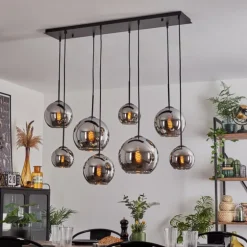 Suspension - Verre Koyoto Chrome, Fumé, 8 lumières