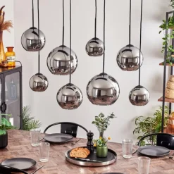 Suspension - Verre Koyoto Chrome, Fumé, 8 lumières