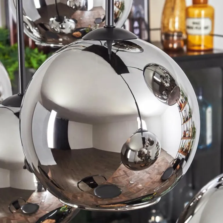 Suspension - Verre Koyoto Chrome, Fumé, 8 lumières