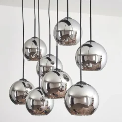 Suspension - Verre Koyoto Chrome, Fumé, 8 lumières