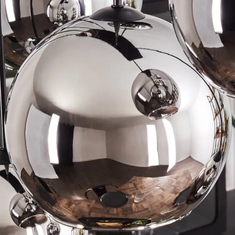 Suspension - Verre Koyoto Chrome, Fumé, 8 lumières